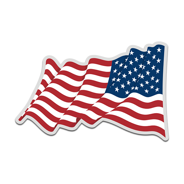 4 x 3.25 Waving American Flag Shape Stickers