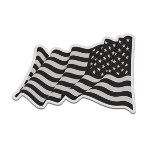 American Gray Black Subdued Waving Flag Special OPS USA Decal Sticker (LH) V4 Rotten Remains