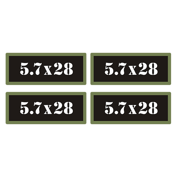 5.7 X 28 Ammo Can Label Ammunition Case stickers decals 4 pack YW MINI 1.5"x0.5" 