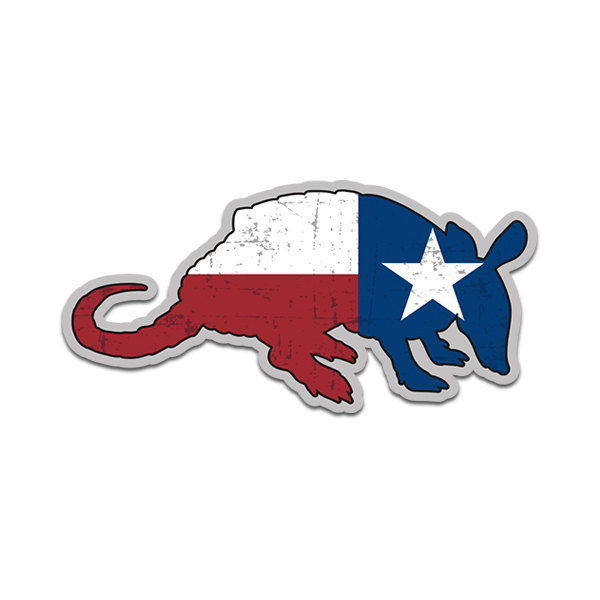 Armadillo Decal Texas State Flag TX Texan Vinyl Car Truck Sticker (RH) Rotten Remains