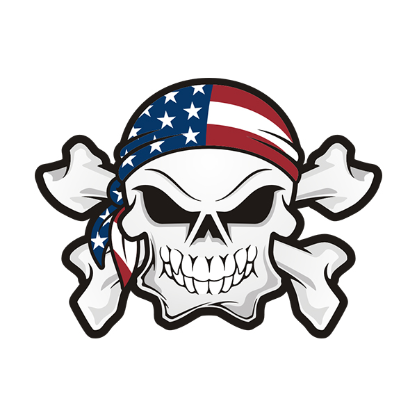 skull wearing american flag bandana