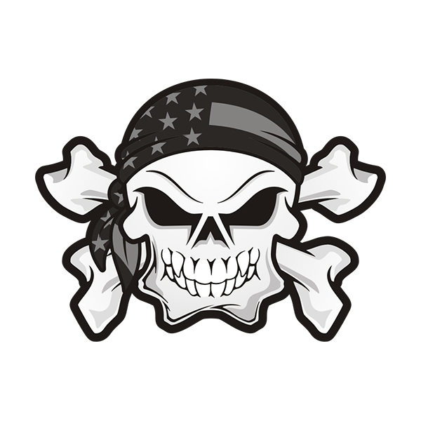 American Subdued Flag Bandana USA Skull Crossbones Sticker Decal Rotten Remains