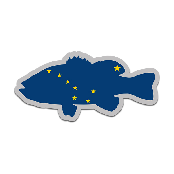 Alaska State Flag Bass Fish Decal AK Largemouth Fishing Sticker Rotten Remains