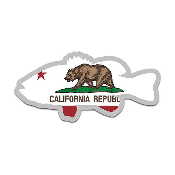 California State Flag Bass Fish Decal CA Largemouth Fishing Sticker Rotten Remains
