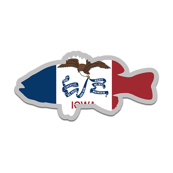 Iowa State Flag Bass Fish Decal IA Largemouth Fishing Sticker Rotten Remains