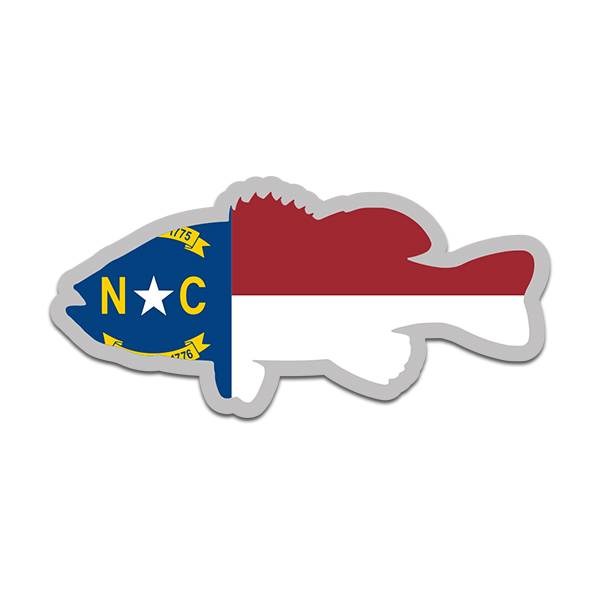 North Carolina State Flag Bass Fish Decal NC Largemouth Fishing Sticker