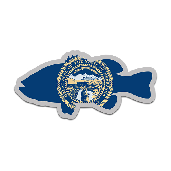 Nebraska State Flag Bass Fish Decal NE Largemouth Fishing Sticker Rotten Remains