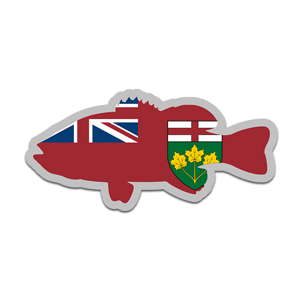 Ontario Flag Bass Fish Decal ON Largemouth Fishing Sticker Rotten Remains