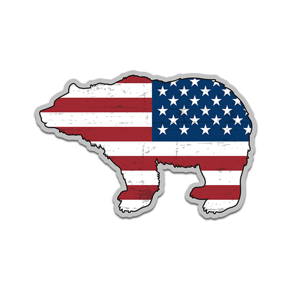 Bear American Flag Grizzly Kodiak USA Sticker Decal (LH) Rotten Remains
