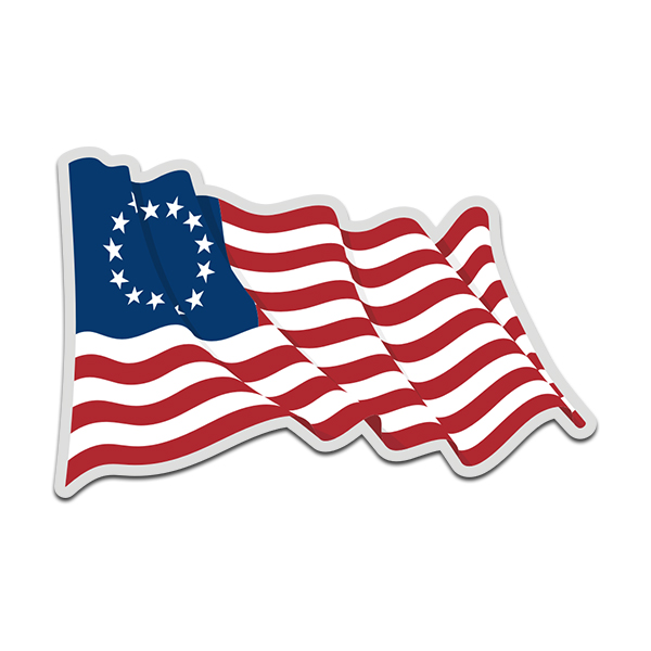 American Revolution B Ross Waving Flag United States Decal Sticker (RH)  V4