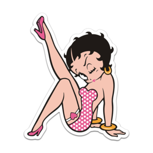 Betty Boop Pink Dress Sticker Decal Cartoon Wink Flirt Heart (LH) V2 Rotten Remains