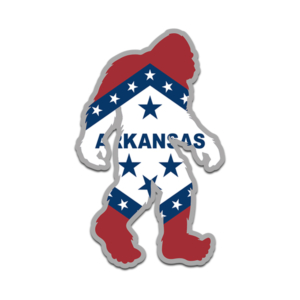 Arkansas State Flag Bigfoot Decal AR Sasquatch Big Foot Sticker V2 Rotten Remains
