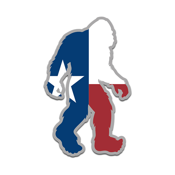 Texas State Flag Bigfoot Decal TX Sasquatch Big Foot Sticker V2 Rotten Remains