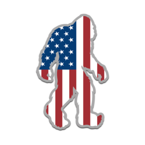 American Flag Bigfoot Decal USA United States Sasquatch Big Foot Sticker V2 Rotten Remains