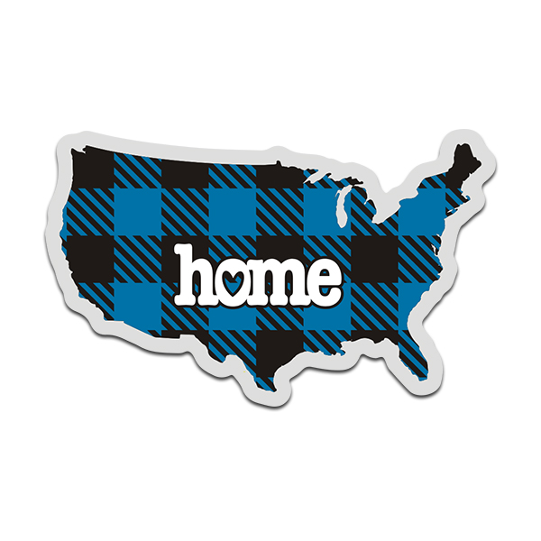 United States Blue Buffalo Plaid Decal American USA Checkered Home Map Sticker Rotten Remains