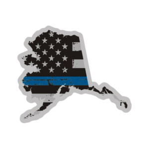 Alaska State Thin Blue Line Decal AK Tattered American Flag Sticker Rotten Remains