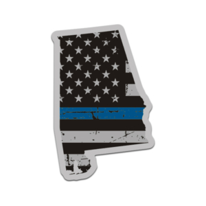 Alabama State Thin Blue Line Decal AL Tattered American Flag Sticker Rotten Remains