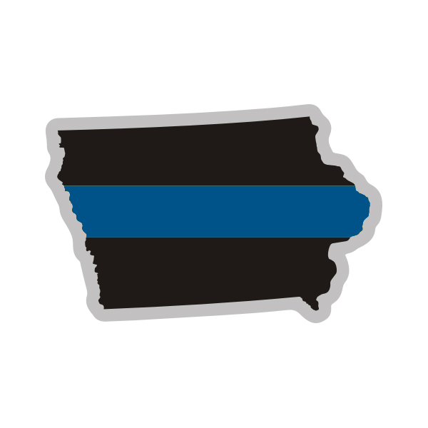 Iowa State Thin Blue Line Decal IA Police Sheriff Vinyl Sticker Rotten Remains