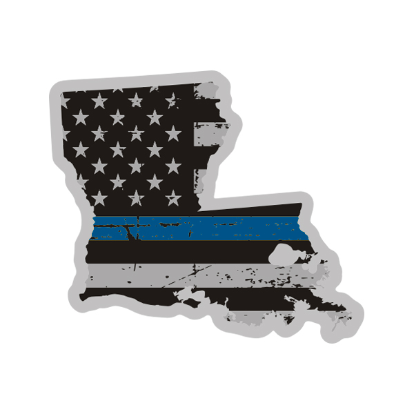 Louisiana State Thin Blue Line Decal LA Tattered American Flag Sticker Rotten Remains