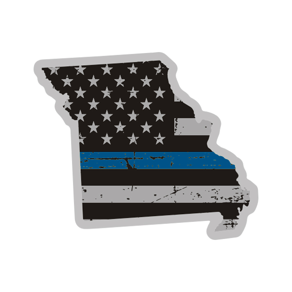 Missouri State Thin Blue Line Decal MO Tattered American Flag Sticker Rotten Remains
