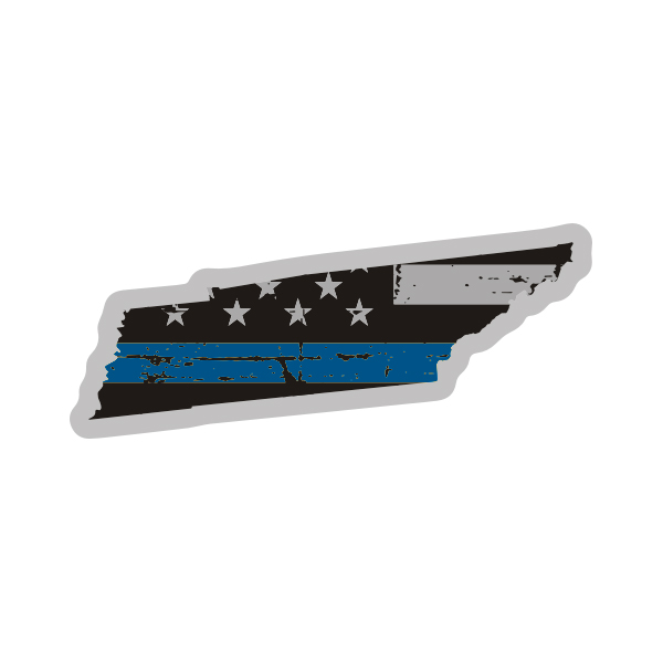Tennessee State Thin Blue Line Decal TN Tattered American Flag Sticker Rotten Remains