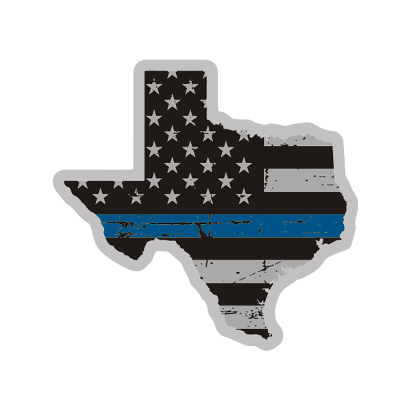 Texas State Thin Blue Line Decal TX Tattered American Flag Sticker