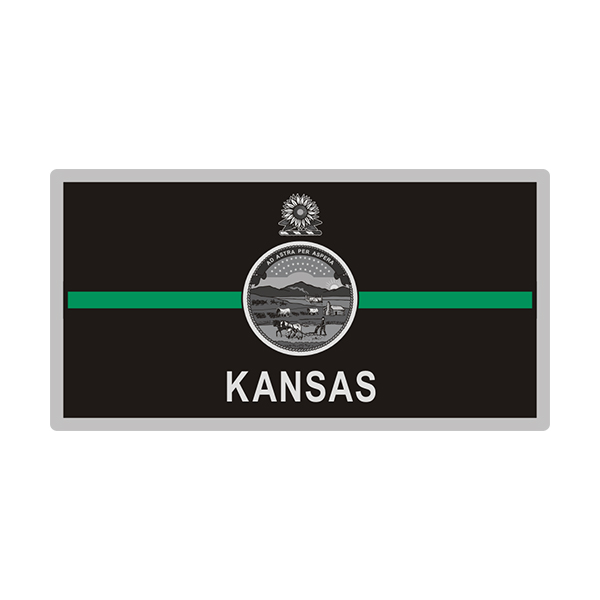 Kansas Sticker Decal Vinyl Thin Green Line State Flag KS V3 Rotten Remains