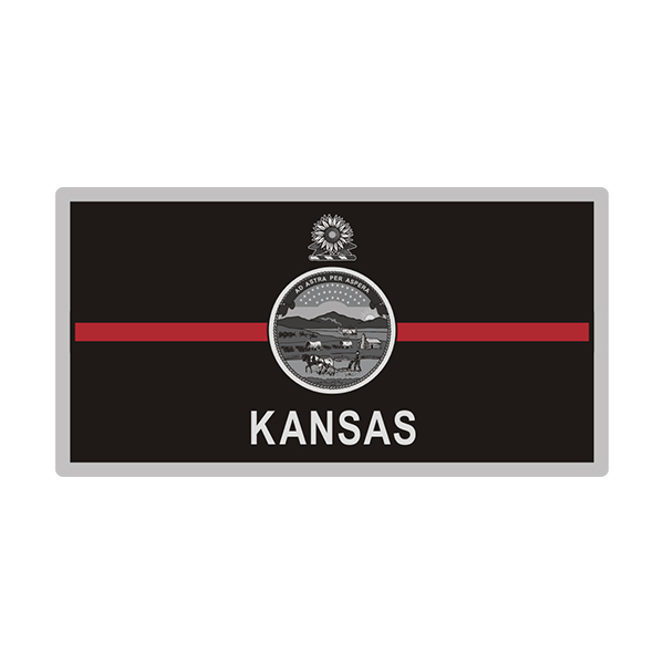 Kansas Sticker Decal Vinyl Thin Red Line State Flag KS V3 Rotten Remains
