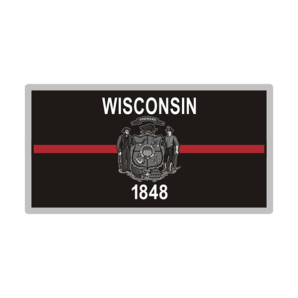 Wisconsin Sticker Decal Vinyl Thin Red Line State Flag WI V3 Rotten Remains
