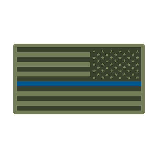 Thin Blue Line American Olive OD Green Flag USA Decal Sticker (LH) V3 Rotten Remains