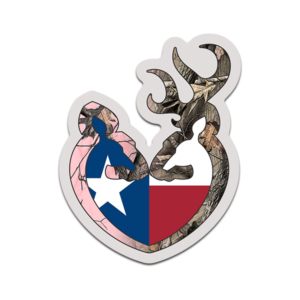 Browning Buckmark Texas Flag Camo Heart Sticker Decal Buck Doe Hunting V5 Rotten Remains