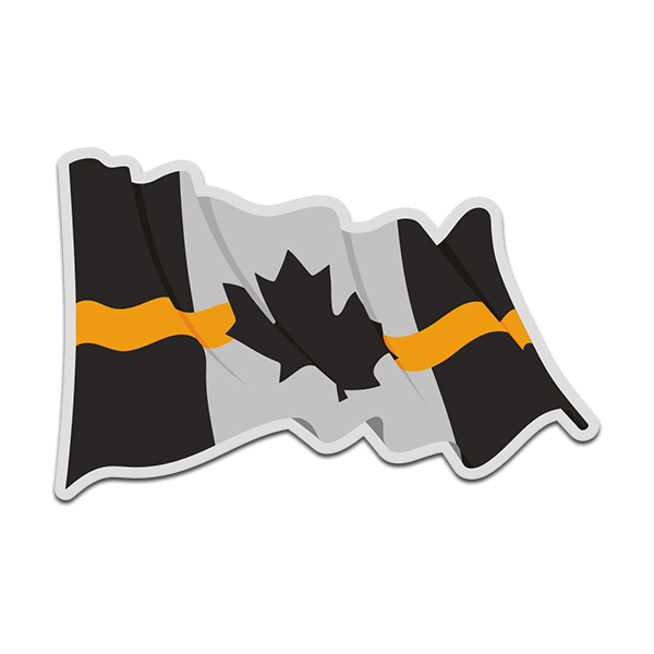 Thin Gold Line Canada Subdued Waving Flag Canadian Decal Sticker (RH) V4 Rotten Remains