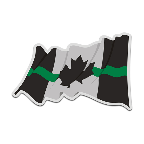 Thin Green Line Canada Subdued Waving Flag Canadian Decal Sticker (LH) V4 Rotten Remains