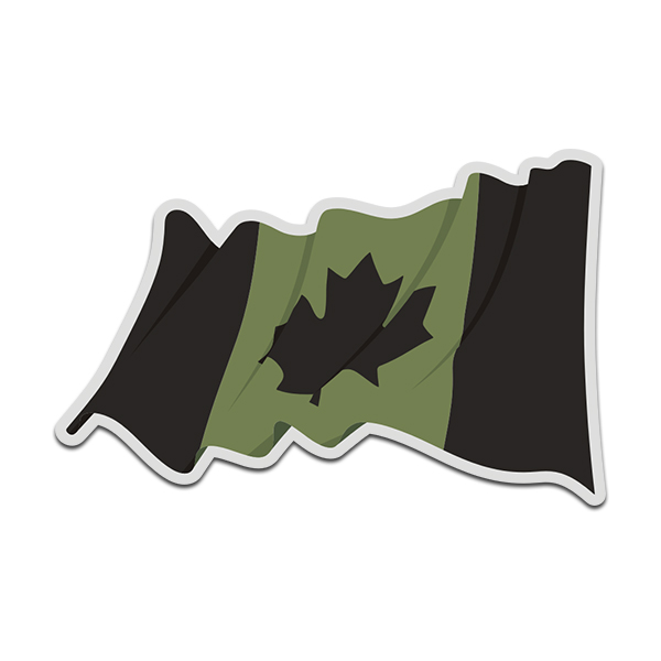 Canada Olive Black OD Subdued Waving Flag Canadian Decal Sticker (LH) V4 Rotten Remains