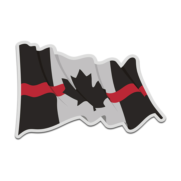 Thin Red Line Canada Subdued Waving Flag Canadian Decal Sticker (RH) V4 Rotten Remains