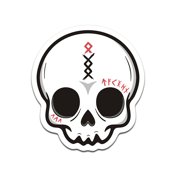 Cute Viking Runes Skull Vinyl Sticker Decal Nordic Dark V7