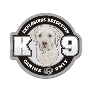 Yellow Labrador K9 Explosives Detection K-9 Dog Sticker Decal Rotten Remains