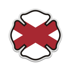 Alabama State Flag Firefighter Decal AL Fire Rescue Maltese Cross Sticker Rotten Remains