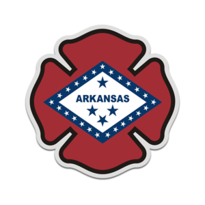 Arkansas State Flag Firefighter Decal AR Fire Rescue Maltese Cross Sticker Rotten Remains