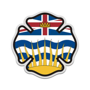 British Columbia Flag Firefighter Decal BC Fire Rescue Maltese Cross Sticker Rotten Remains