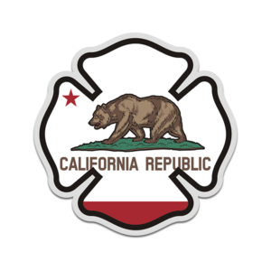 California State Flag Firefighter Decal CA Fire Rescue Maltese Cross Sticker Rotten Remains