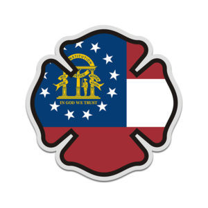 Georgia State Flag Firefighter Decal GA Fire Rescue Maltese Cross Sticker Rotten Remains