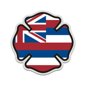 Hawaii State Flag Firefighter Decal HI Fire Rescue Maltese Cross Sticker Rotten Remains