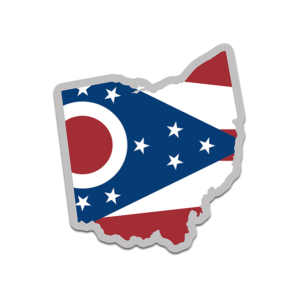 Ohio State Shaped Flag Decal OH Map Burgee Vinyl Sticker Rotten Remains