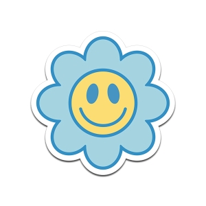 Smiley Face Flower Vinyl Sticker Decal