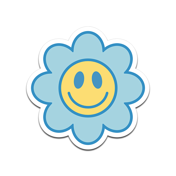 Smiley Face Flower Vinyl Sticker Decal