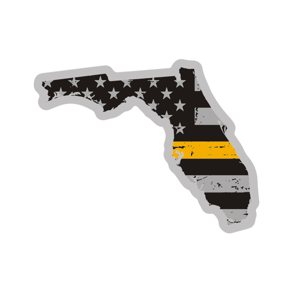 Florida State Thin Gold Line Decal FL Tattered American Flag Sticker Rotten Remains