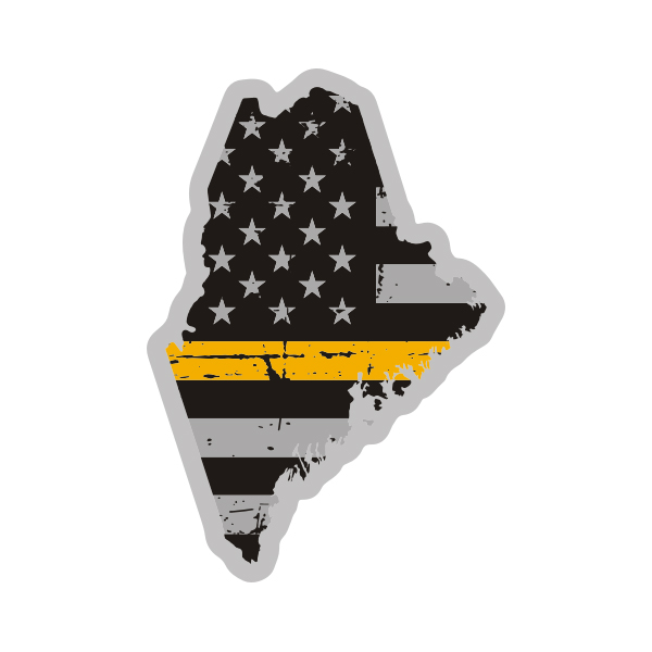 Maine State Thin Gold Line Decal ME Tattered American Flag Sticker Rotten Remains