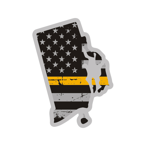 Rhode Island State Gold Line Decal RI Tattered American Flag Sticker Rotten Remains