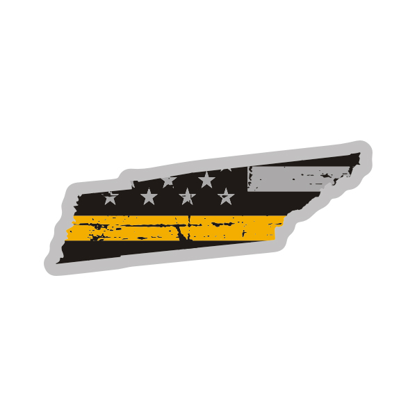 Tennessee State Thin Gold Line Decal TN Tattered American Flag Sticker Rotten Remains